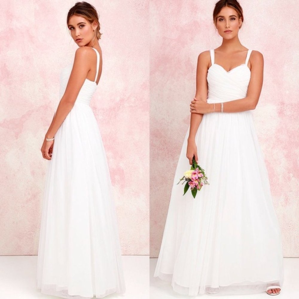 Lulus Sunday Kind of Love Tulle Maxi Dress Size L